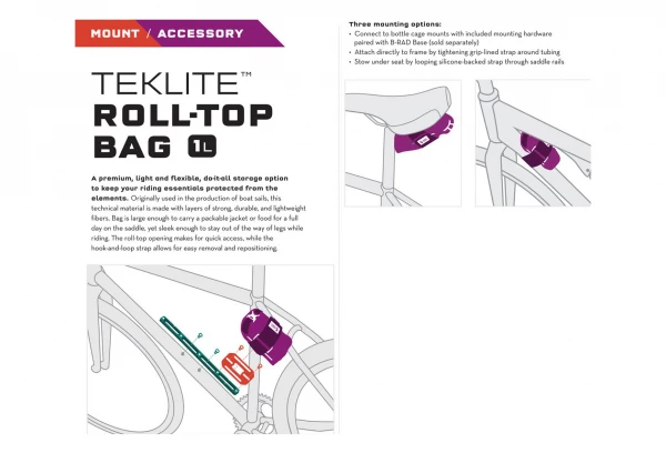 Sacoche De Cadre Wolf Tooth B-RAD TekLite Roll-Top Bag 1L Gris 5 Sacoche De Cadre Wolf Tooth B-RAD TekLite Roll-Top Bag 1L Gris – Image 3